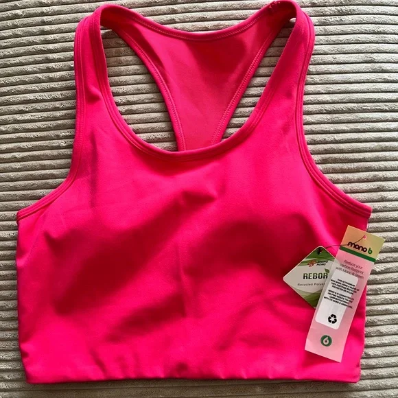 Mono B Sports Bra Rose Pink Racer Back NWT - Picture 2 of 8